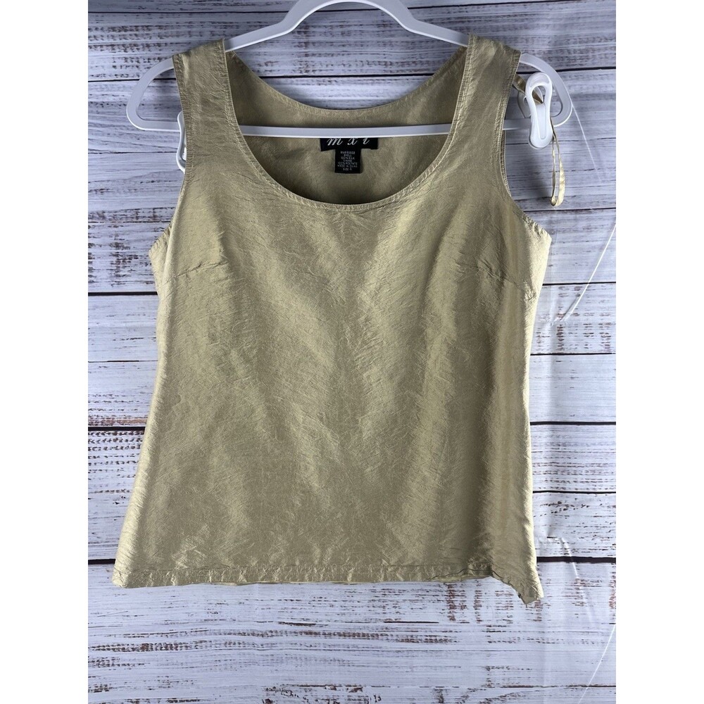 m x i Crop Top Women’s Size 4 100% Silk Gold